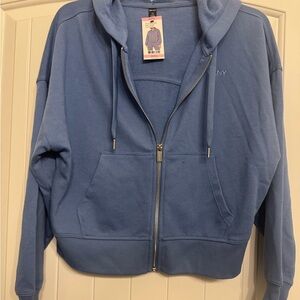 DKNY Soft Blue zippered hoodie